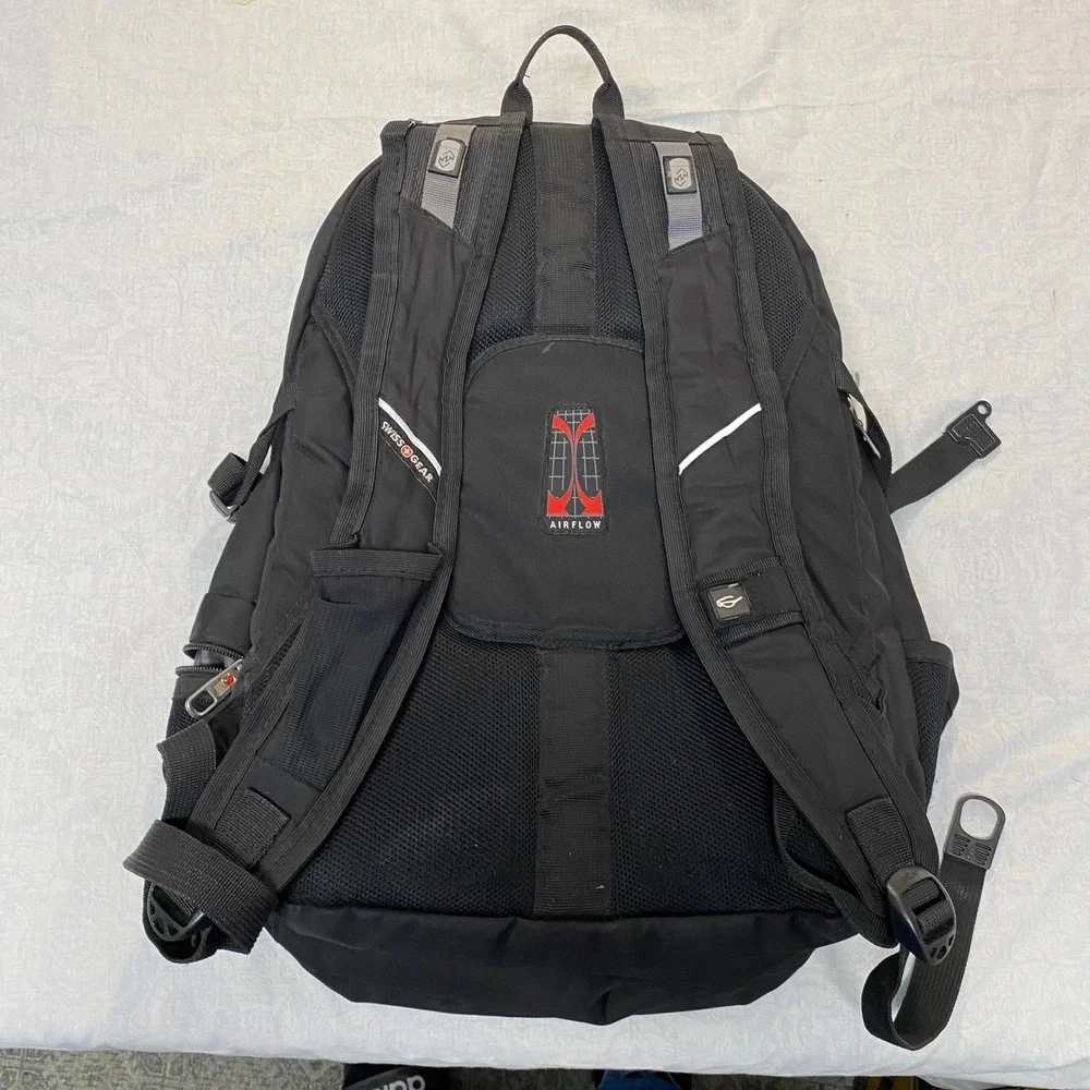 SwissGear Airflow Laptop Backpack Black Travel School Book Bag Multi Pocket
